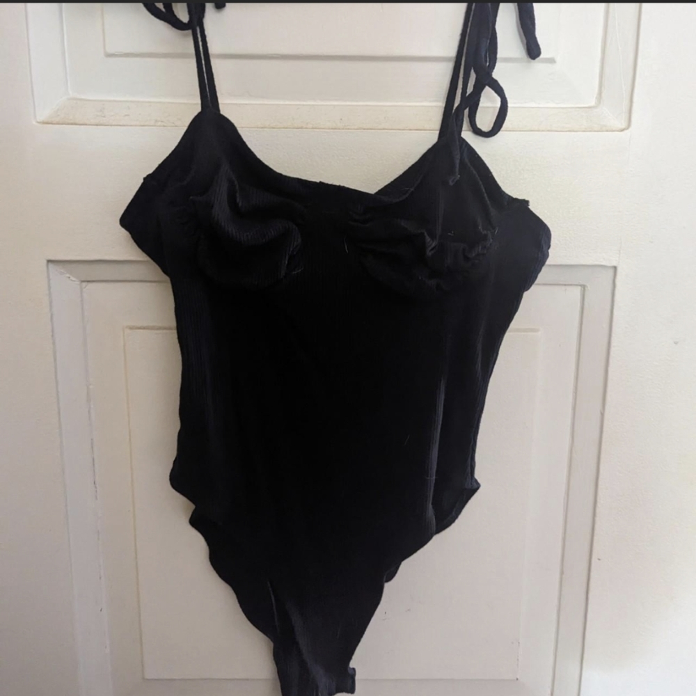 Black ribbed bodysuit